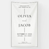 Moderne Minimale Zwart-Wit Bruiloft Welkom Spandoek (Verticaal)