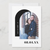 Moderne Minimale Zwart-Wit Custom Photo Save The Date (Voorkant)