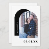 Moderne Minimale Zwart-Wit Custom Photo Save The Date (Voorkant / Achterkant)