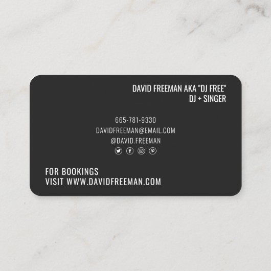 Moderne minimale zwart-wit dj muziek draaitafel visitekaartje (Achterkant)