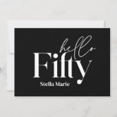 Moderne minimale zwart & wit eenvoudige 50e verjaa kaart (Voorkant)