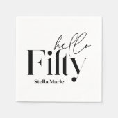 Moderne minimale zwart wit eenvoudige 50e verjaard servet (Voorkant)