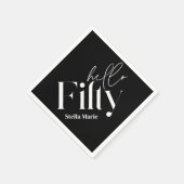 Moderne minimale zwart wit eenvoudige 50e verjaard servet (Hoek)