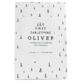 Moderne minimale zwart-wit eerste kerst medium cadeauzakje (Voorkant)