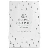 Moderne minimale zwart-wit eerste kerst medium cadeauzakje (Achterkant)