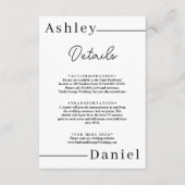 Moderne minimale zwart-wit elegante bruiloft informatiekaartje (Voorkant)