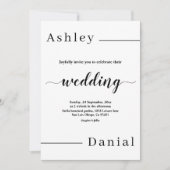 Moderne minimale zwart-wit elegante bruiloft kaart (Voorkant)