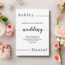 Moderne minimale zwart-wit elegante bruiloft