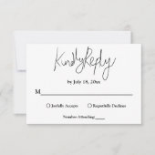 Moderne minimale zwart-wit elegante bruiloft RSVP kaartje (Voorkant)