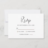 Moderne minimale zwart-wit elegante bruiloft RSVP kaartje (Voorkant)