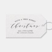 Moderne minimale zwart-wit familie kerst cadeaulabel (Voorkant (Horizontaal))