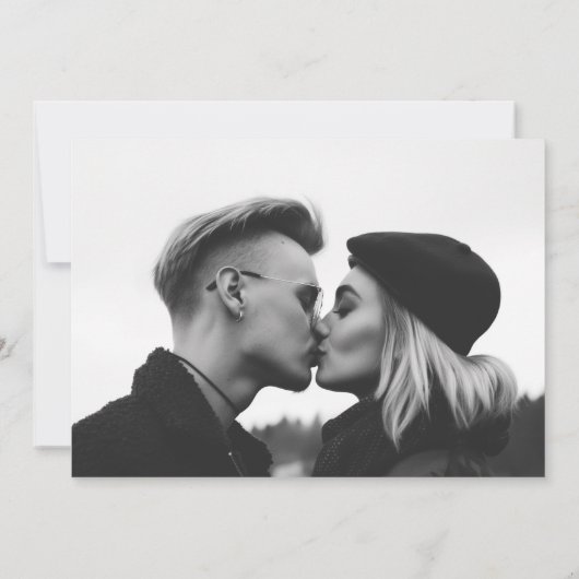 Moderne Minimale Zwart-wit foto Bewaar de datum Kaart (Achterkant)