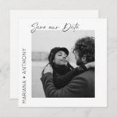 Moderne minimale zwart-wit foto save the date (Voorkant / Achterkant)