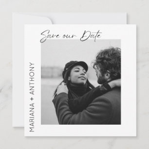 Moderne minimale zwart-wit foto save the date