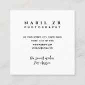 Moderne minimale zwart-wit fotografie vierkante visitekaartje (Achterkant)