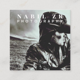 Moderne minimale zwart-wit fotografie vierkante visitekaartje