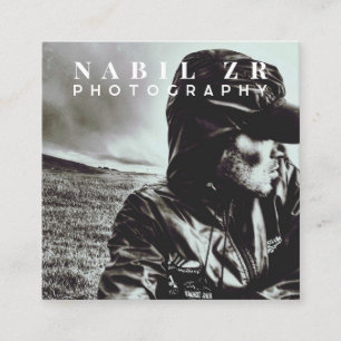 Moderne minimale zwart-wit fotografie vierkante visitekaartje
