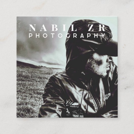 Moderne minimale zwart-wit fotografie vierkante visitekaartje (Voorkant)