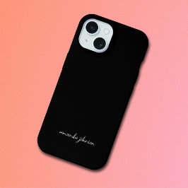 Moderne minimale zwart-wit monogram Volledige naam iPhone 15 Case