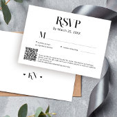 Moderne minimale zwart-wit QR code bruiloft RSVP Kaartje