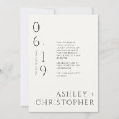 Moderne minimale zwart & wit split date bruiloft kaart (Voorkant)