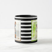 Moderne minimale zwart-wit strepen 2 foto mok (Midden)