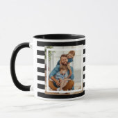 Moderne minimale zwart-wit strepen 2 foto mok (Links)