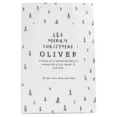 moderne minimale zwart-wit vrolijke kerst medium cadeauzakje (Voorkant)