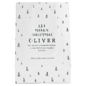 moderne minimale zwart-wit vrolijke kerst medium cadeauzakje (Achterkant)