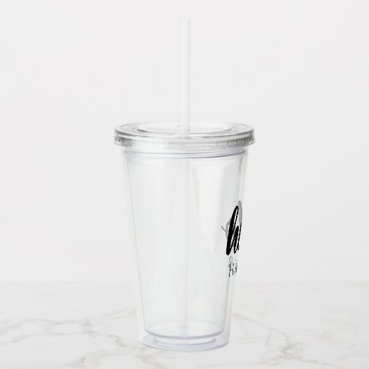 Moderne minimale zwart-witte Hallo en uw naam Acryl Drinkbeker (Rechts)