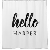 Moderne minimale zwart-witte Hallo en uw naam Douchegordijn (Voorkant)