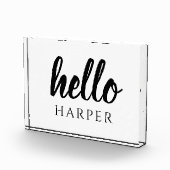 Moderne minimale zwart-witte Hallo en uw naam Fotoblokken (Rechts)