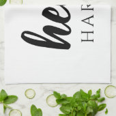 Moderne minimale zwart-witte Hallo en uw naam Theedoek (Gevouwen)