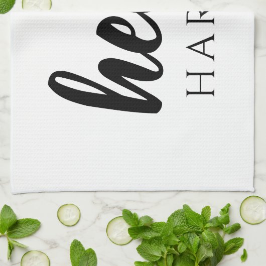 Moderne minimale zwart-witte Hallo en uw naam Theedoek (Gevouwen)