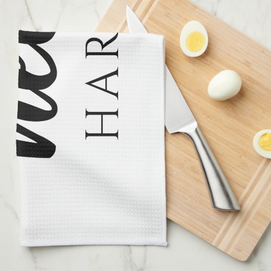 Moderne minimale zwart-witte Hallo en uw naam Theedoek (Quarter Fold)