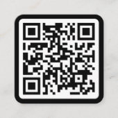 Moderne minimale zwarte aangepaste QR-code sociale Vierkante Visitekaartje (Voorkant)