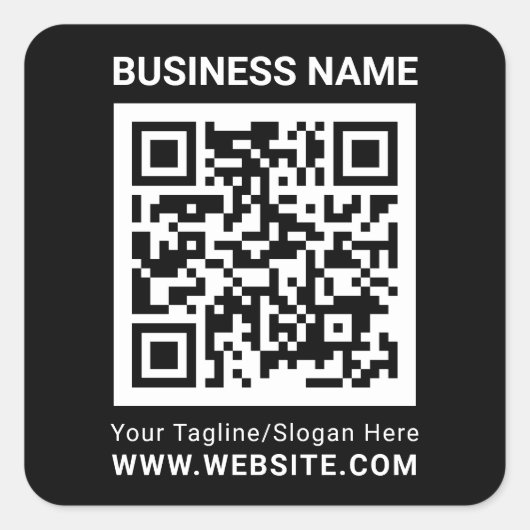 Moderne minimale zwarte aangepaste QR-codeprofessi Vierkante Sticker (Voorkant)