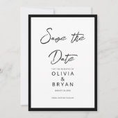 Moderne, minimale zwarte achtergrond save the date (Voorkant)