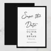Moderne, minimale zwarte achtergrond save the date (Voorkant / Achterkant)