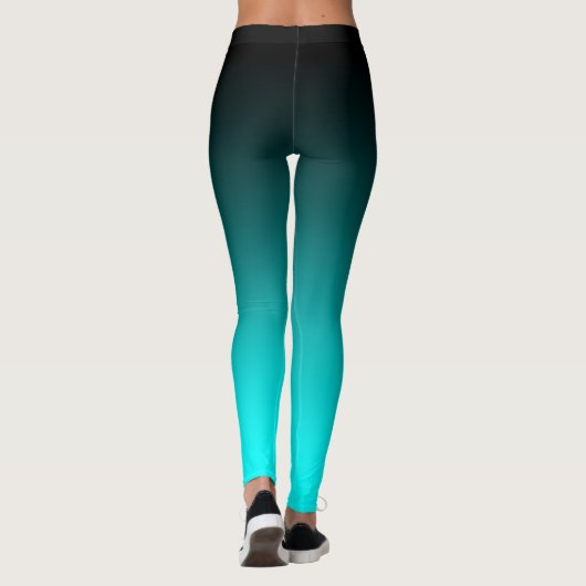 Moderne, minimale zwarte Aqua Gradiënt Leggings (Achterkant)