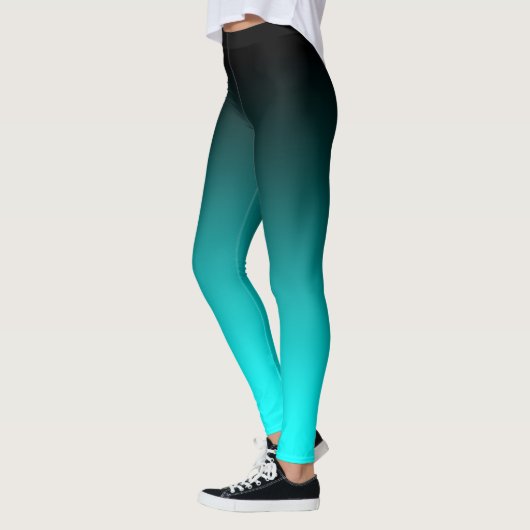 Moderne, minimale zwarte Aqua Gradiënt Leggings (Links)