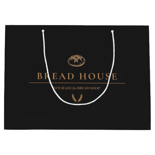 Moderne minimale zwarte bakkerij bedrijf groot cadeauzakje (Voorkant)