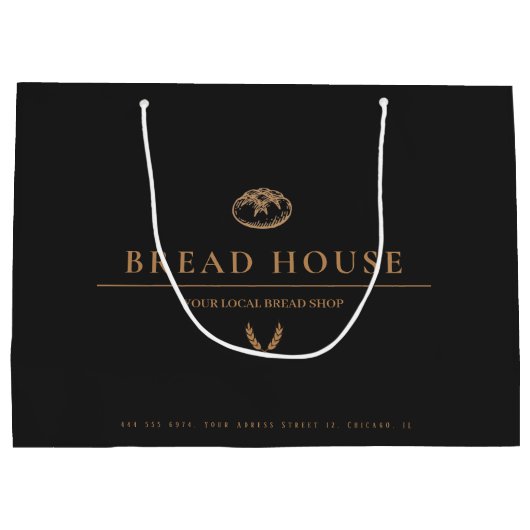 Moderne minimale zwarte bakkerij bedrijf groot cadeauzakje (Achterkant)
