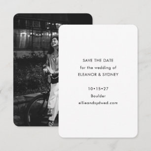 Moderne, minimale zwarte bruiloft foto save the date