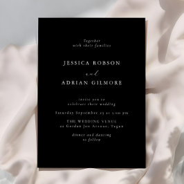 Moderne minimale zwarte bruiloft kaart