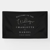 Moderne, minimale, zwarte bruiloft spandoek (Horizontaal)