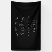 Moderne, minimale, zwarte bruiloft spandoek (Verticaal)