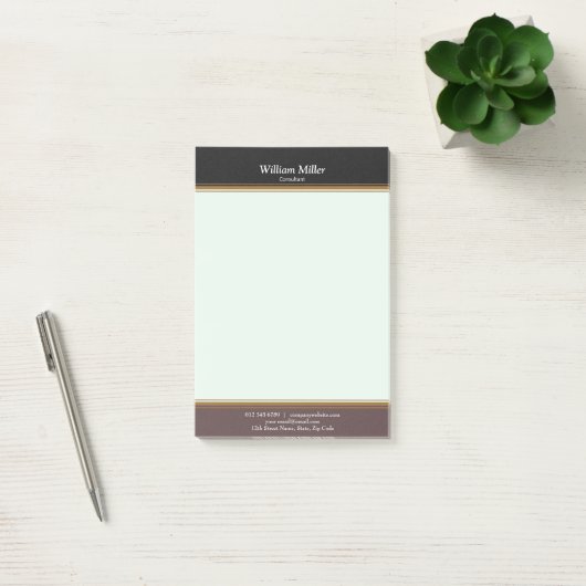 Moderne, minimale zwarte bruine strepen post-it® notes (Kantoor)