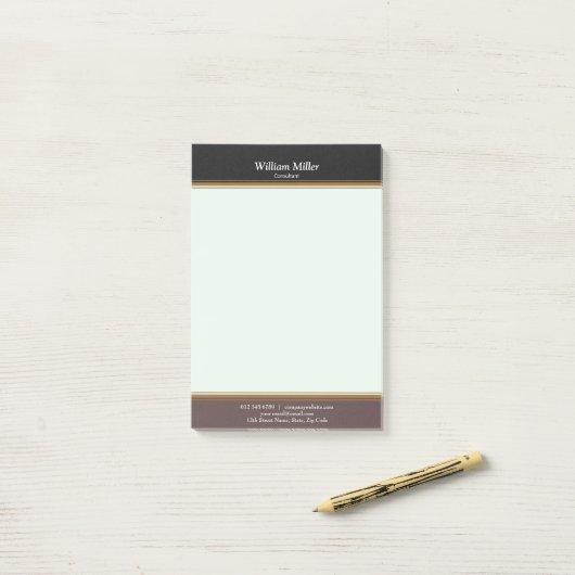 Moderne, minimale zwarte bruine strepen post-it® notes (Op bureau)
