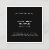 Moderne minimale zwarte Elegant Sjabloon bovenaan Vierkante Visitekaartje (Achterkant)